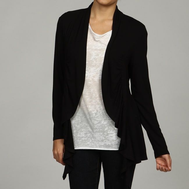 Chelsea & Theodore Women's Petite Open-front Ruffle Cardigan
