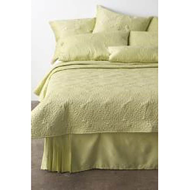 DKNY Embroidered Floral Lime Full/ Queen Quilt