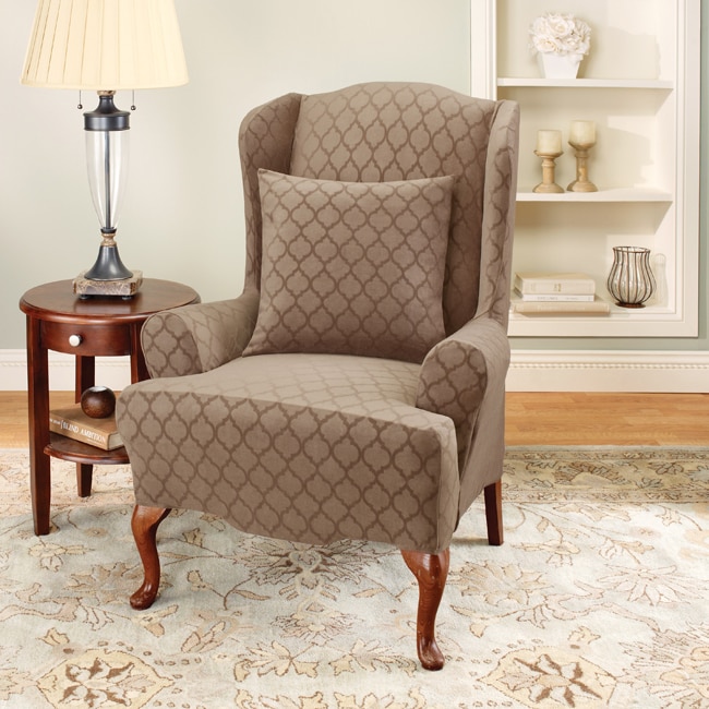 Sure Fit Stretch Marrakesh Wing Chair Slipcover - 13676152 - Overstock