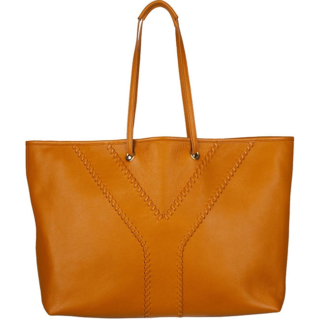   Saint Laurent Orange/Brown Leather Reversible Tote Bag  