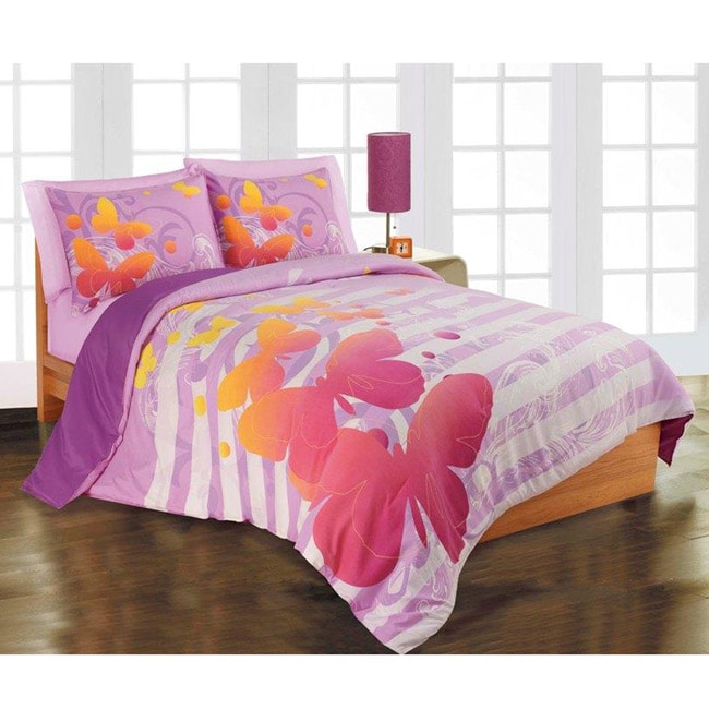 Butterfly 3-piece Full/ Queen-size Microfiber Comforter ...