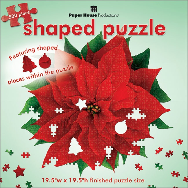 Paper House Red Poinsettia 500 piece Shaped Jigsaw Puzzle