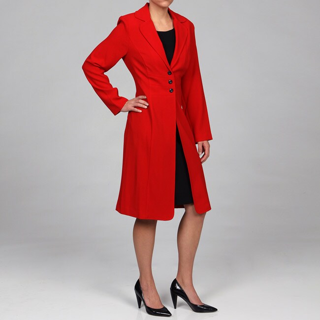 Danny  Nicole Women's Red Black Ruffled Dress Suit