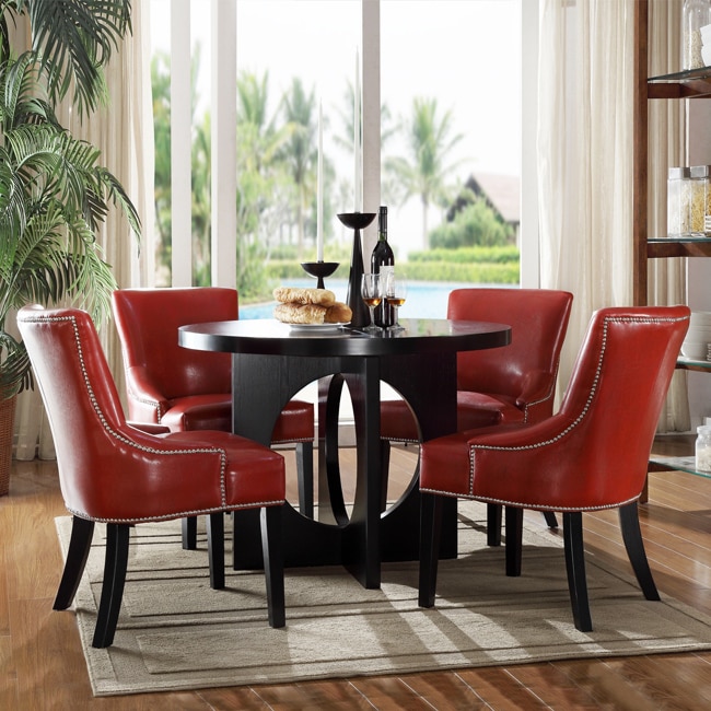 Westmont 5 piece Hot Red Faux Leather Dining Set  