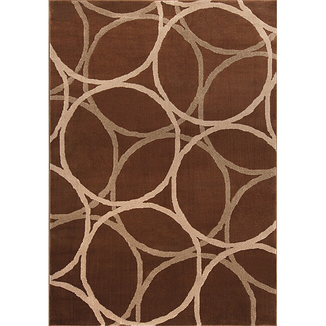 Miramar Brown/ Beige Contemporary Area Rug (9'10 x 12'9) 13933635