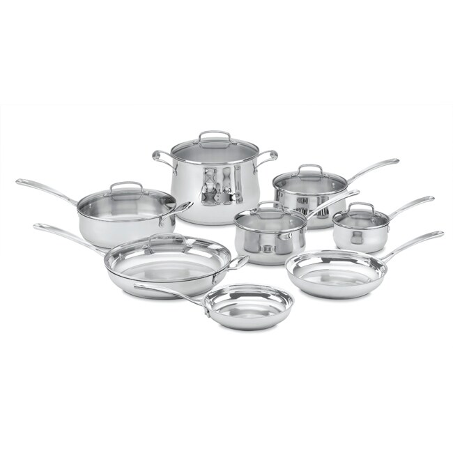 Cuisinart 14-Piece Stainless Steel Cookware Set - 13939337 - Overstock Cuisinart 14 Piece Stainless Steel Cookware Set