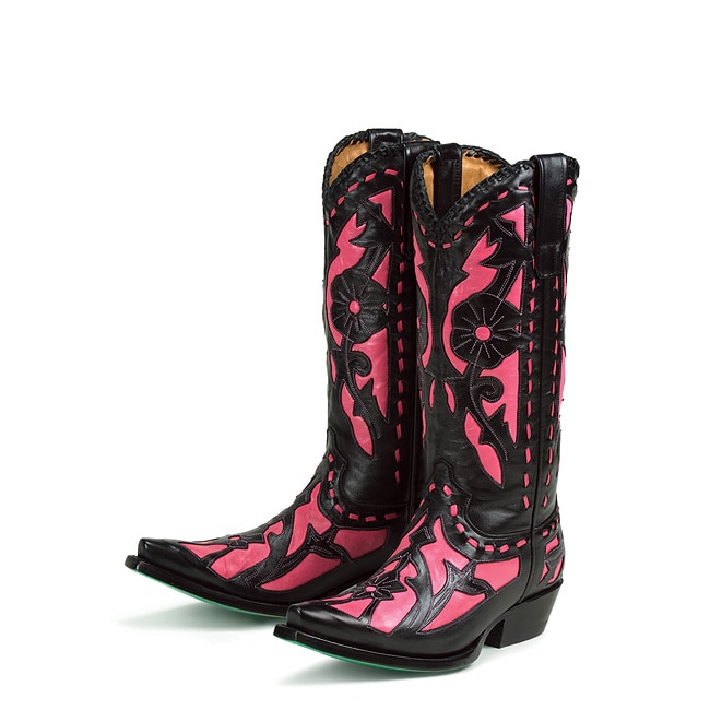 Lane Boots Womens Black/ Pink Poison Cowboy Boots  