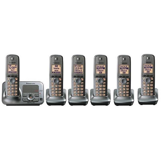 Panasonic KX-TG4136M DECT 6.0 Cordless Phone w/Digital Answering System/Metallic Gray/6 Handsets (Refurbished)