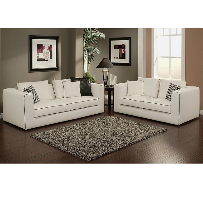 Riviera White Leather Sectional Sofa  