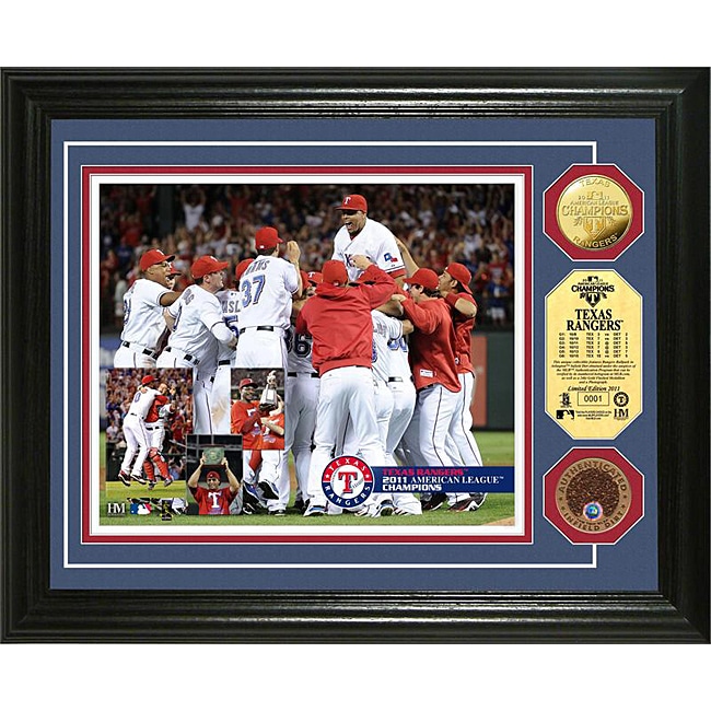 Highland Mint Texas Rangers 2011 AL Champs Infield Dirt and Coin Photo