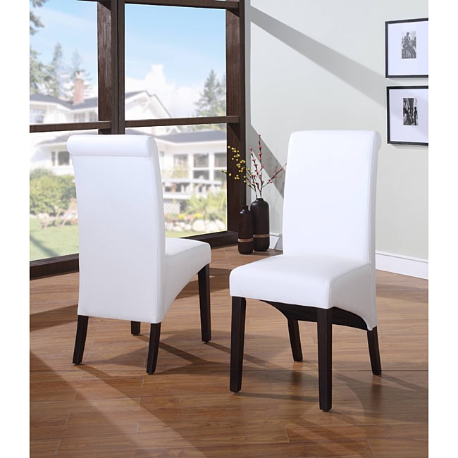 Sleigh Back White Parsons Chair (Set of 2)