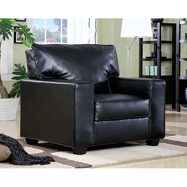 Black Bonded Leather Accent Chair - 14095479 - Overstock.com Shopping ...