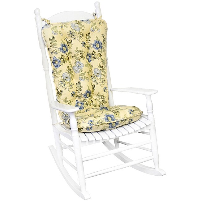 Cotton Yellow Floral Jumbo 2 piece Rocking Chair Cushion Set 