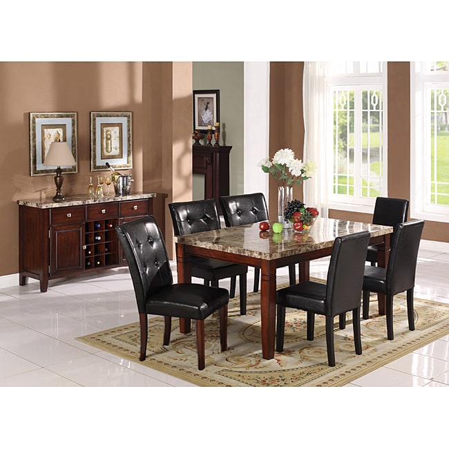 Radian Black Marble 7 piece Dining Set with Black Chairs Today $1,118