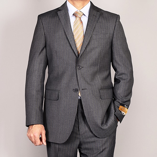 Bertolini Mens Gray Pinstripe Wool/ Silk Suit 