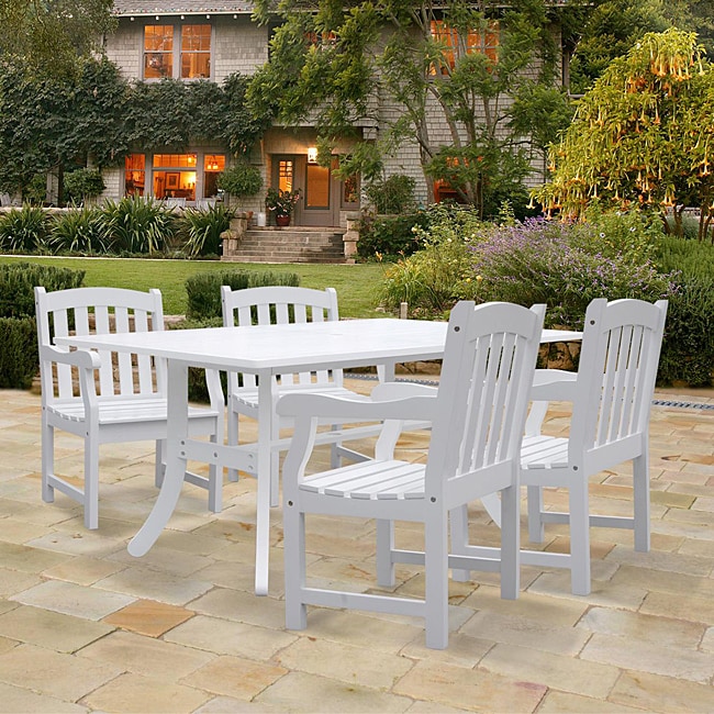 Bradley Rectangular Table and Arm Chair Outdoor Wood Dining Set