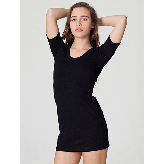 American Apparel Womens Black Jersey Short sleeve TShirt Dress 
