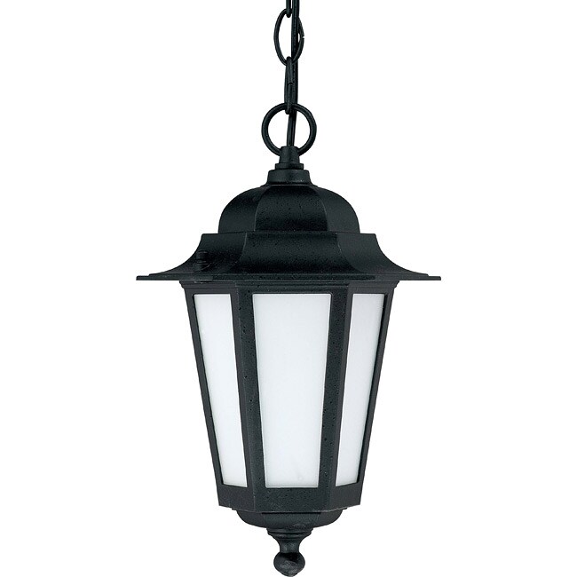 Cornerstone Textured Black with Satin White Glass 1-light Hanging Lantern 