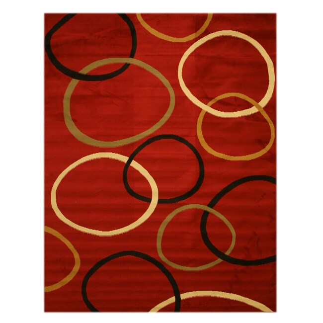 Pat Circles Abstract Red Rug (710 x 106)