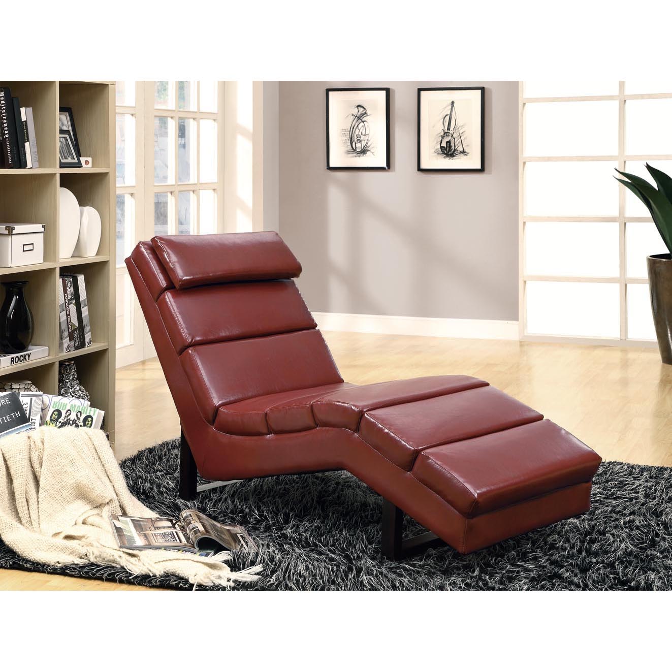 Red LeatherLook Chaise Lounger 14354957 Shopping