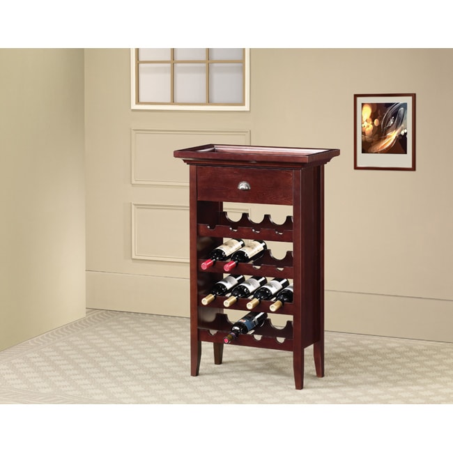 Wooden Cappuccino Finish 16Bottle Wine Rack Tray Top 14355862