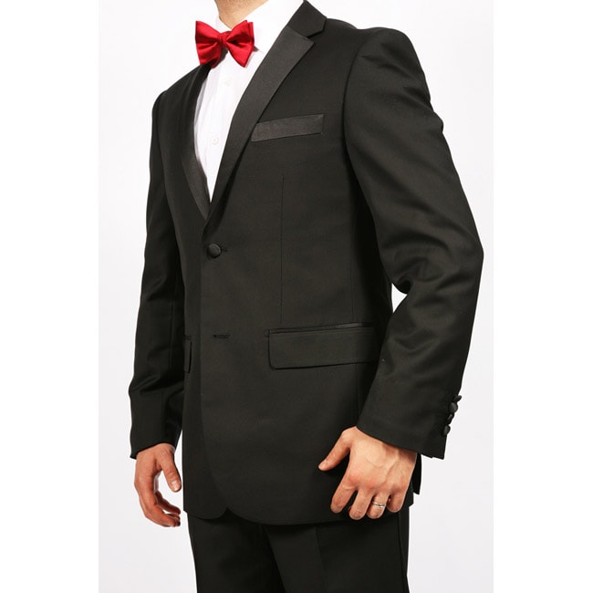 Ferrecci Men's Slim Fit Black Two-button Tuxedo