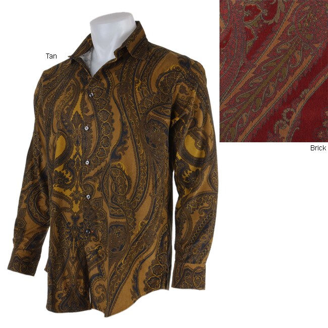Northern Isles Men's Long Sleeve Paisley Corduroy Shirt Overstock