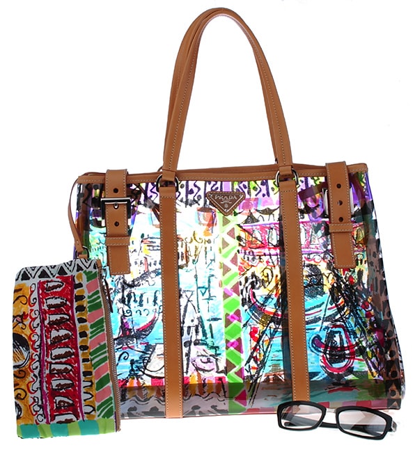 Prada Multi-colored PVC Handbag with Leather Accents - 420100 ...  