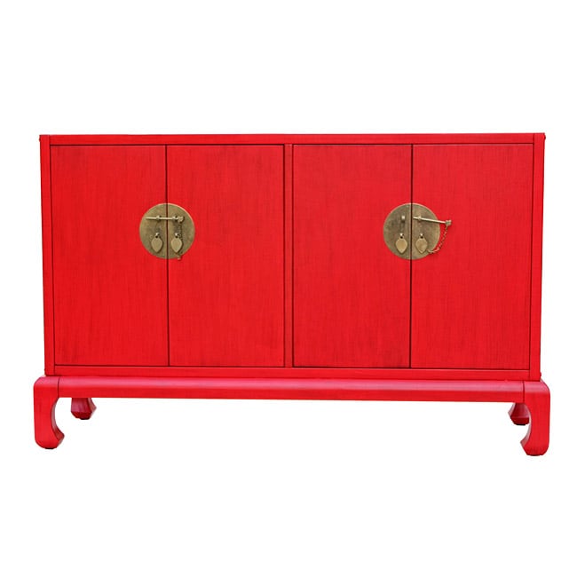 Antique Red 4 door Cabinet