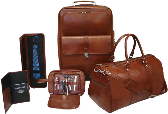 Brown Leather 5 piece Luggage Set  