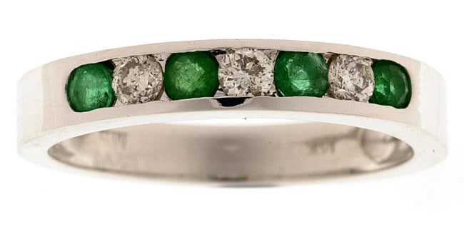 14k Gold Emerald 1/5ct TDW Diamond Channel Ring