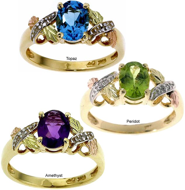 Black Hills Gold Blue Topaz and Diamond Ring  