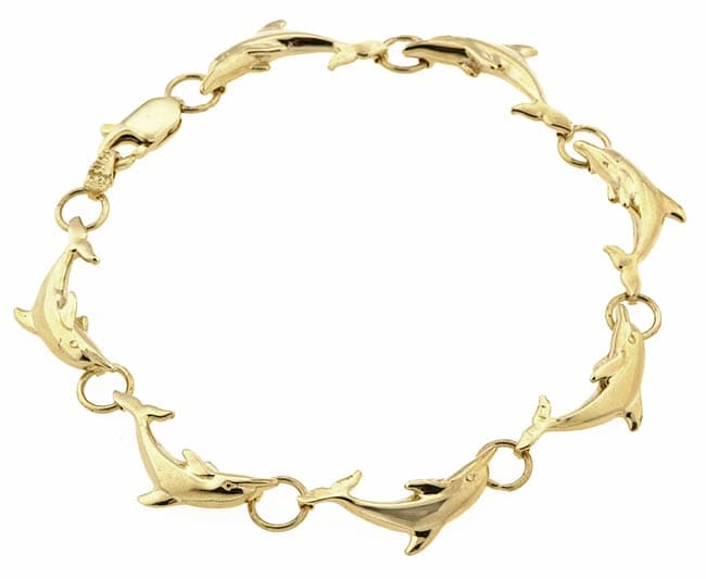 14k Yellow Gold 7.25-inch Dolphin Bracelet - 935308 - Overstock.com Shopping - Top Rated Gold