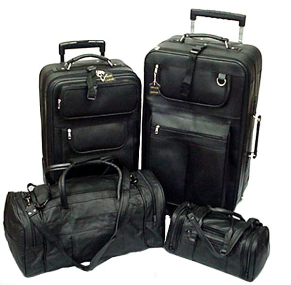 Black Leather 4piece Luggage Set 942469 Shopping