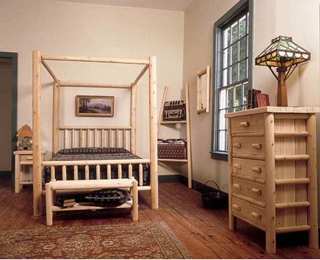 Rustic Log Pole Cedar Adirondack Queen Canopy Bed 942880 Overstock