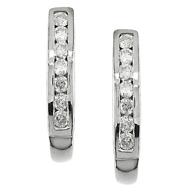 10k White Gold 1/4ct TDW Diamond J hoop Earrings (J K, I2 I3 