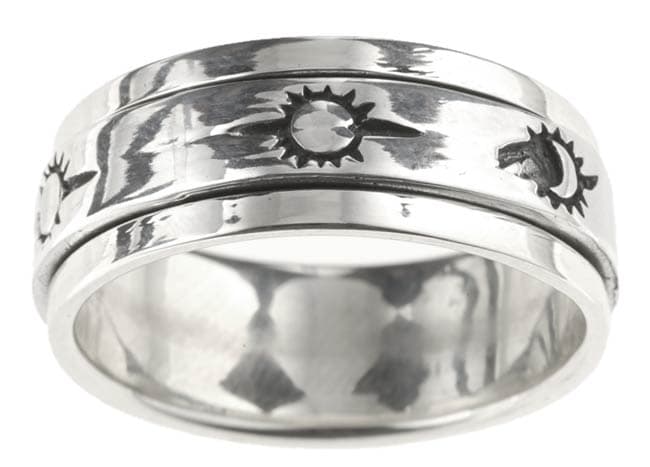 Sterling Silver Sun Moon Spinner Ring  