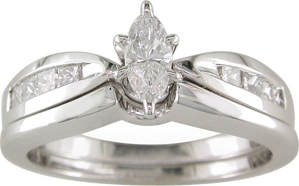   White Gold Marquise 5/8 ct Diamond Bridal Ring Set  