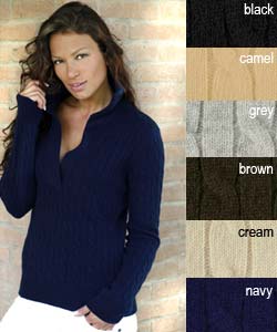 I LEVRIERI Cable Knit Italian Cashmere Polo Sweater