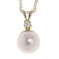 Miadora 14-kt. Diamond 7.5-8 mm Cultured Pearl Pendant