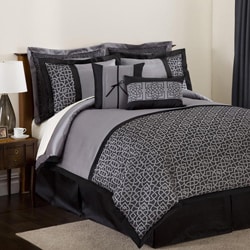 Lush Decor Black/ Silver Geometrica Gala 8-piece Comforter Set