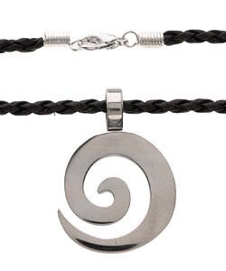 Stainless Steel Tribal Tattoo Swirl Pendant on Cord