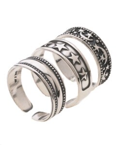 Sterling Silver Bright Star Toe Ring Set
