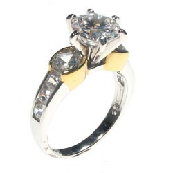 Sterling Silver Two-tone CZ Ring