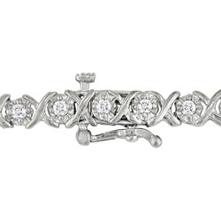 10k White Gold Diamond 1ct TDW Bracelet  (Set of 3)