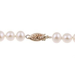 DaVonna 14k Gold White Freshwater Pearl 18-inch Necklace (6.5-7 mm)