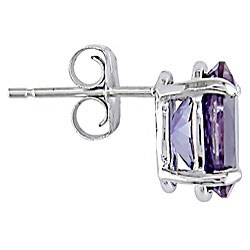 14k White Gold Created Alexandrite Stud Earrings