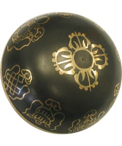 Small Black Gold-detailed Brass Singing Bowl with Stick (Nepal)