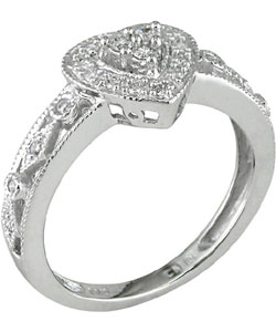 14k White Gold 1/6ct TDW Diamond Heart Ring