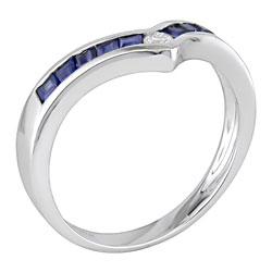 ring gold chevron diamond sapphire 14k